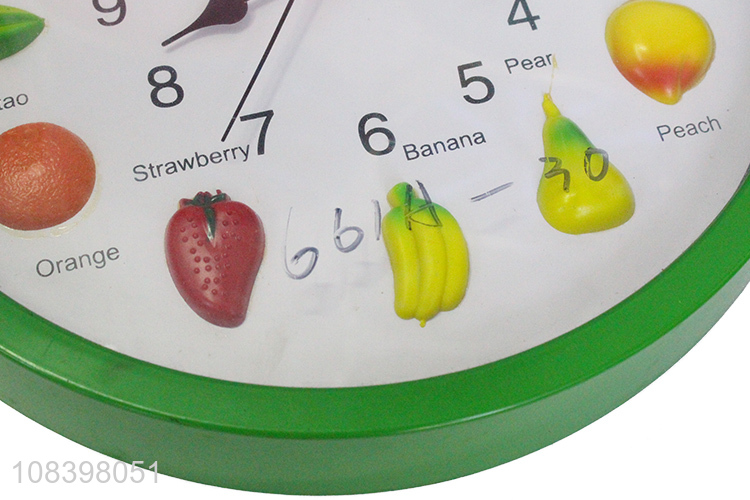 Creative design fruit printed silent wall clock for home