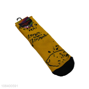 Wholesale from china fashion printed yellow socks women socks