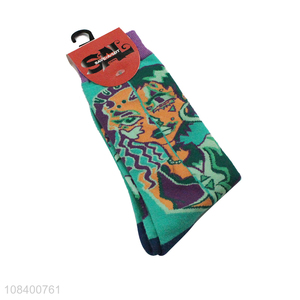 Fashion products printed cotton breathable socks for sale