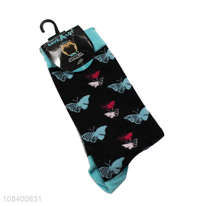 New products butterfly pattern cotton casual socks wholesale