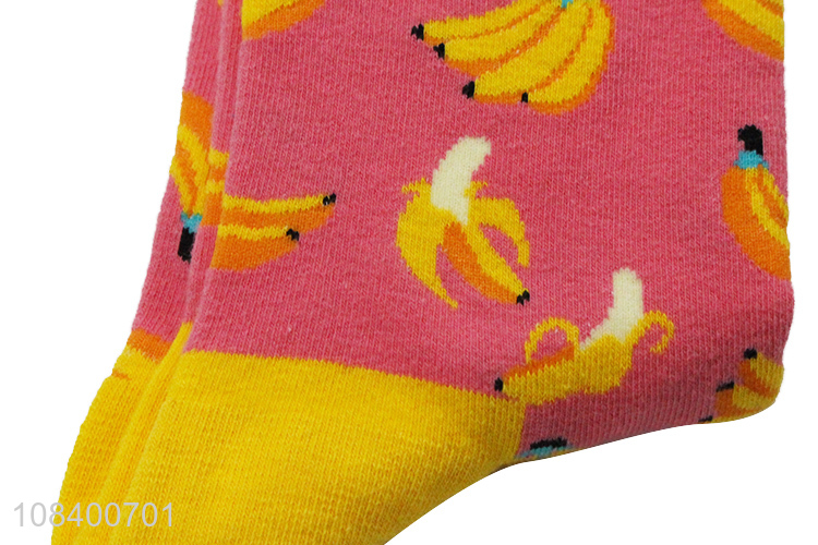 China products banana pattern girls breathable socks for sale