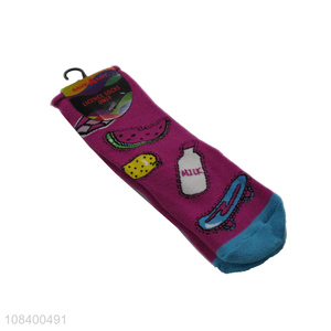Low price colourful printed fashion crew socks for sale