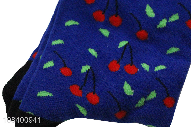 Top sale cotton printed breathable crew socks wholesale