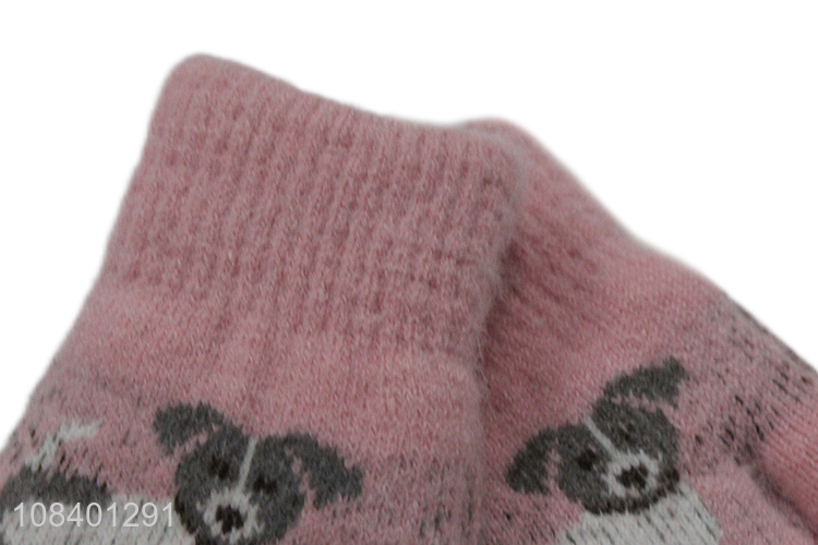 Factory price pink animal pattern warm gloves for sale