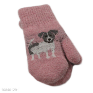 Factory price pink animal pattern warm gloves for sale