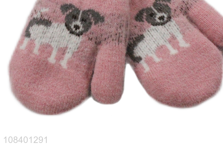 Factory price pink animal pattern warm gloves for sale