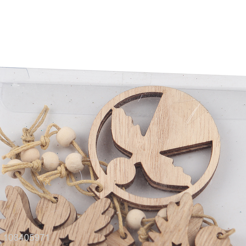 Factory price wooden 8pieces festival hanging ornaments