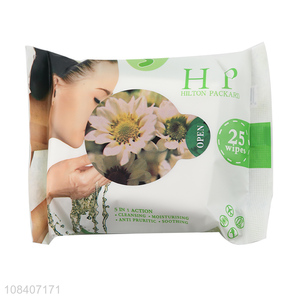 Wholesale from China 25 pieces make-up removal wipes facila wet wipes