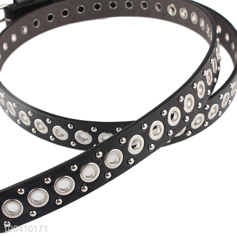 China manufacturer punk rivet grommet pu leather belt for men and women