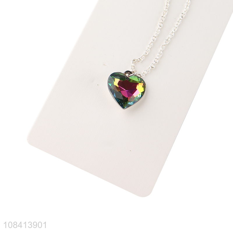 Good quality colorful heart necklace ladies jewelry