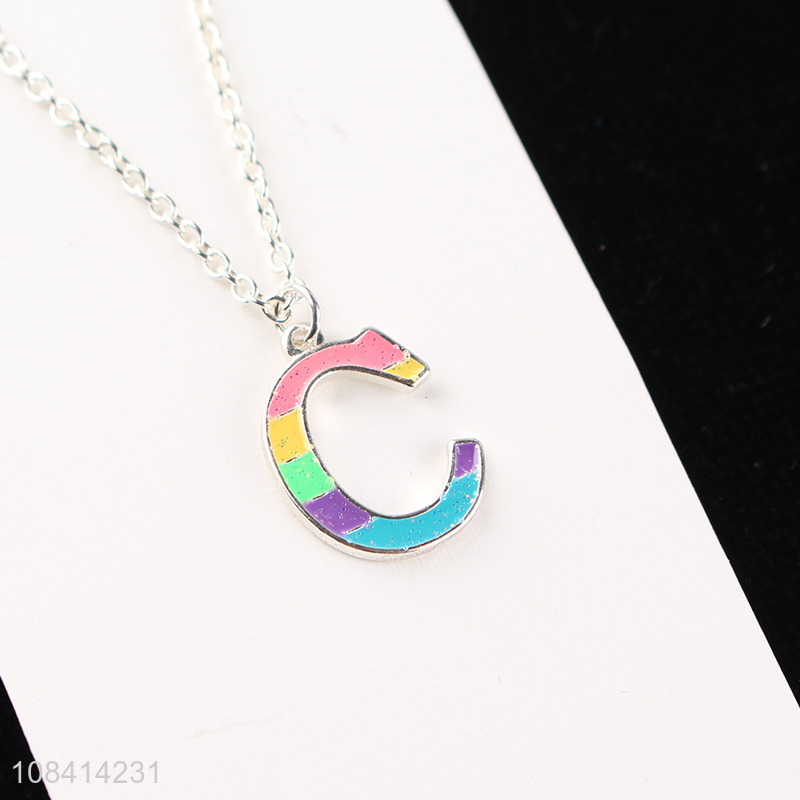 Good quality colorful letter necklace girls playful jewelry