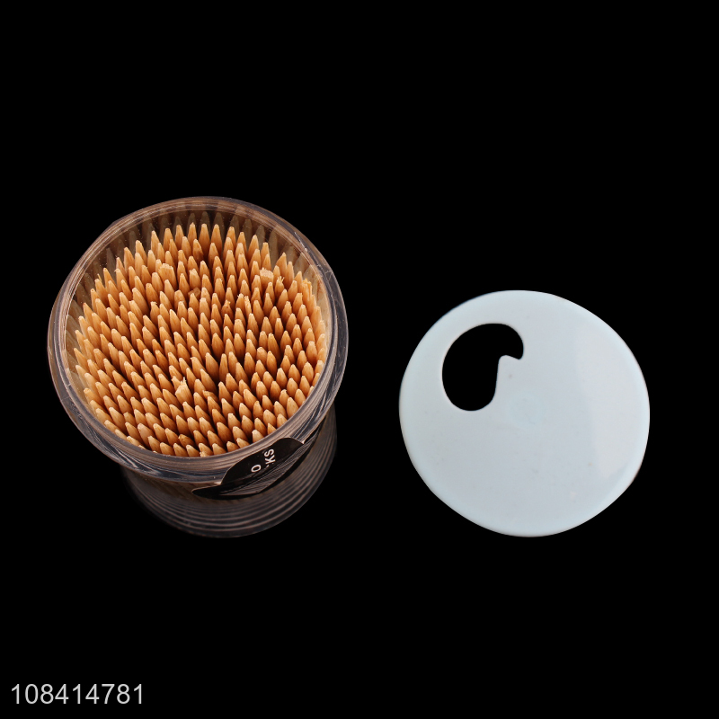 High quality biodegradable natural bamboo toothpicks with plastic storage box