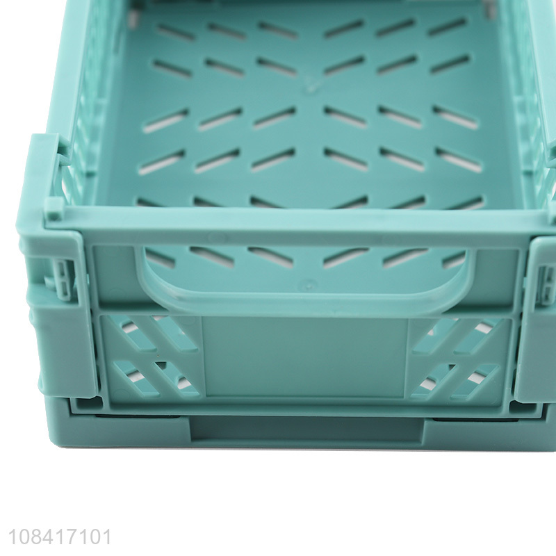 Factory price foldable stackable plastic storage basket for toys makeup sundries