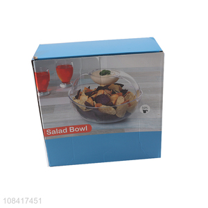 Wholesale clear reusable plastic salad bowl serving bowl for party snacks