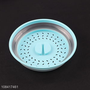 Wholesale anti-splattered collapsible microwave food dish cover drain basket