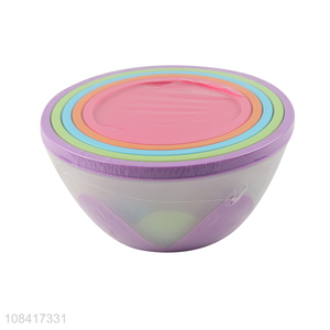 Wholesale 5 pieces fresh-keeping food grade plastic bowl set with lids
