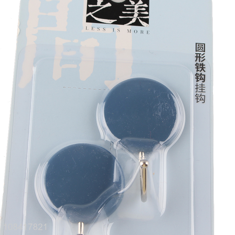 Yiwu direct sale round iron hanging hooks wall sticky hooks