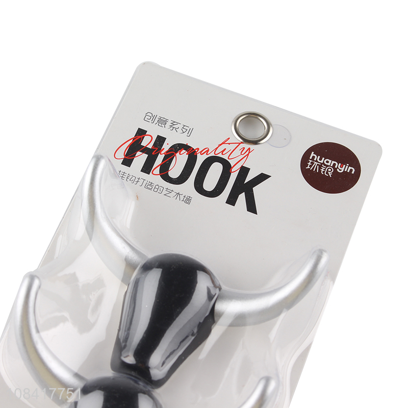 New arrival creative horn hooks free punch sticky hooks