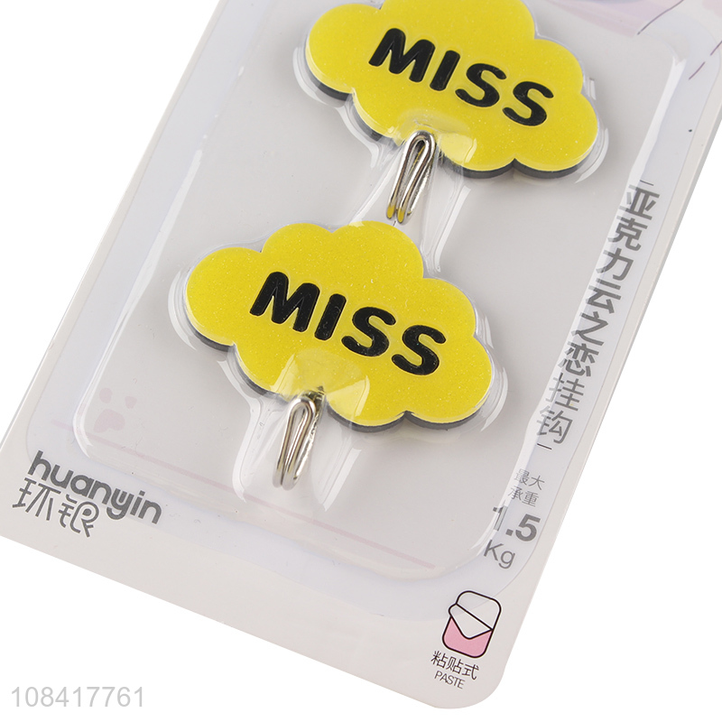 Yiwu supplier acrylic hanging hooks plastic sticky hooks