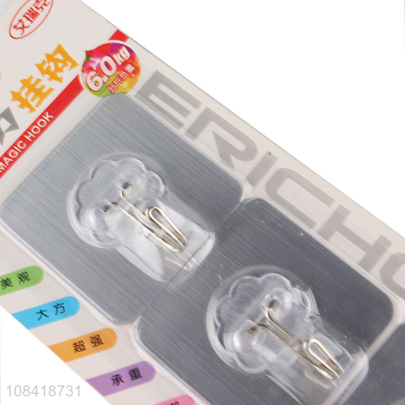 High quality 3 pieces silver traceless removable sticky hook for kitchen