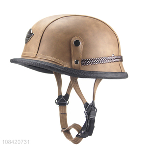 Wholesale retro half helmet motorcycle helmet artificial leather helmet