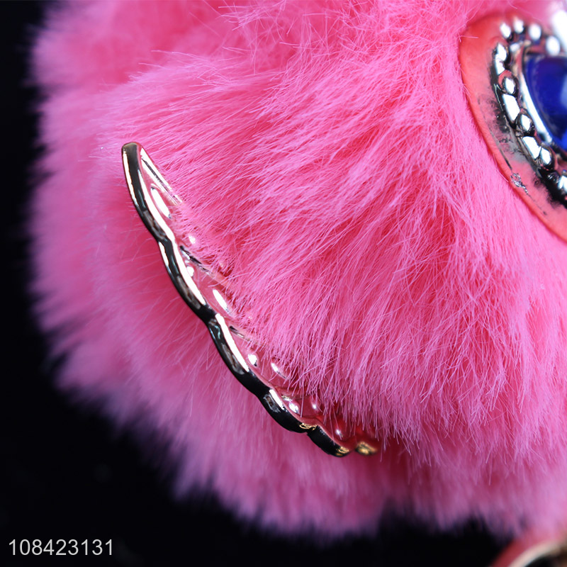 High quality fluffy  keychain furry ball pompom key chain wholesale