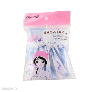 Yiwu direct sale fashion printed satin shower cap