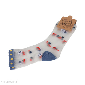 Wholesale kids transparent breathable socks long tube socks