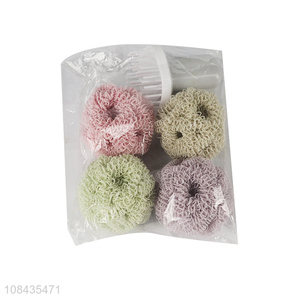 High quality anti-odor antibacterial copper fiber cleaning ball pot brush set