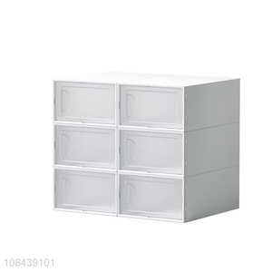 Good quality clear stackable plastic side open shoe box stackable shoe display box