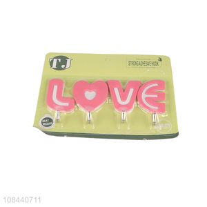 Hot selling 4pieces love letter sticky hooks wholesale