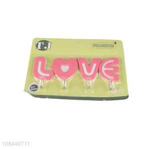 Hot selling 4pieces <em>love</em> letter sticky hooks wholesale