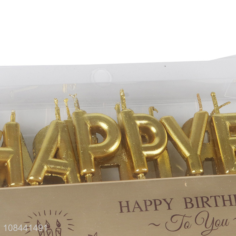 Wholesale metallic color happy birthday letter candles birthday party supplies