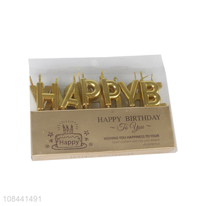 Wholesale metallic color happy birthday letter candles birthday party supplies