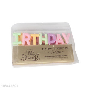 Wholesale candy-colored happy birthday letter candles cake topper decoration