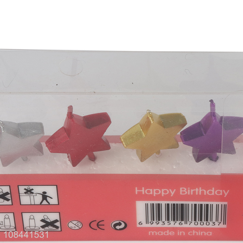 Hot sale metallic star shaped candles birthday candles cupcake candles