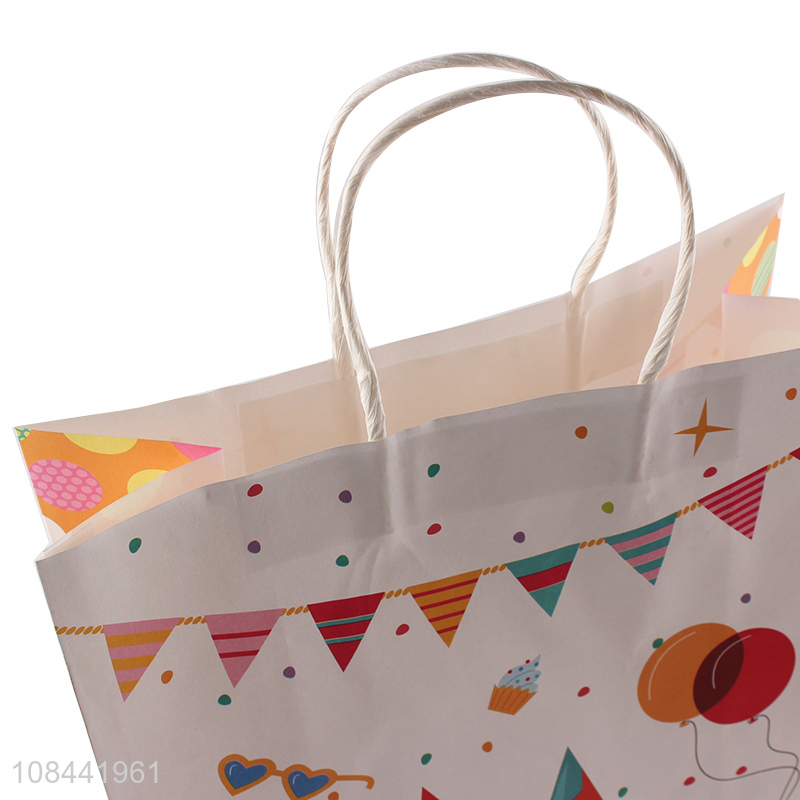 Factory price birthday party kraft paper bag reusable grocery bag
