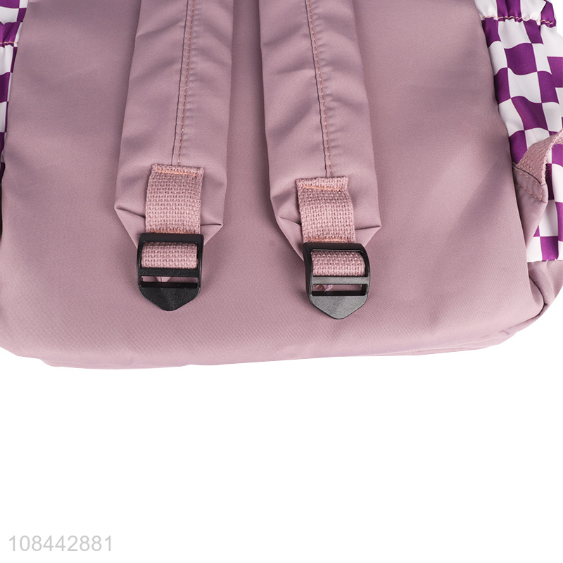 High quality check pattern backpack lightweight school bag for teens girls