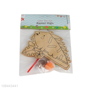 Yiwu wholesale creative wood chip <em>watercolor</em> craft easter sign