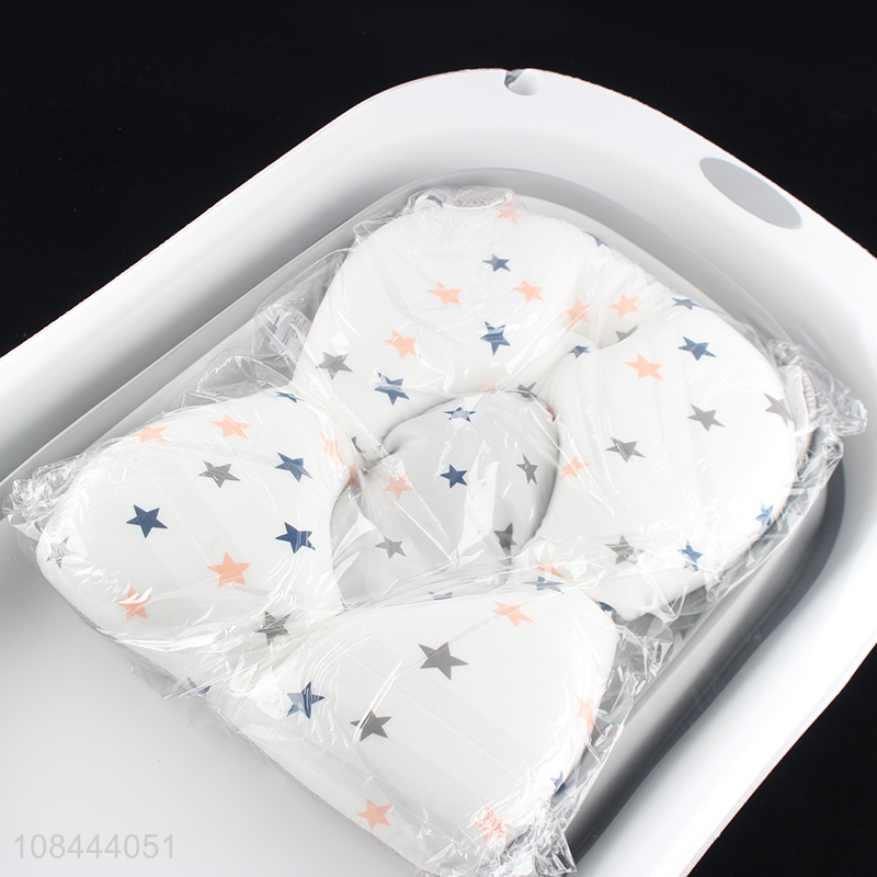 High quality collapsible infant baby bathtub set with soft floating cushion