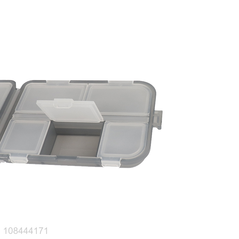 Good quality 10 compartments plastic pill case portable foldable pill box