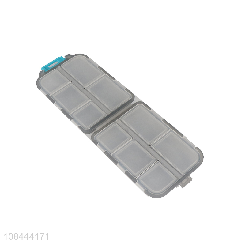 Good quality 10 compartments plastic pill case portable foldable pill box