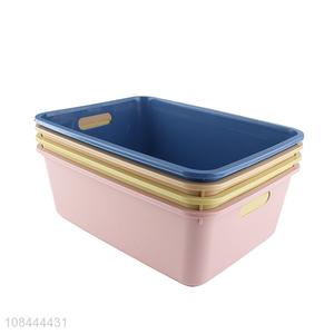 Wholesale multi-use storage bin plastic lidless storage box with handles