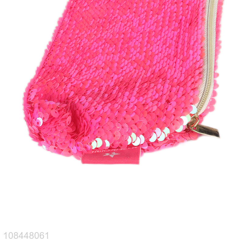 Factory wholesale pink sequins stationary bags pencil bags