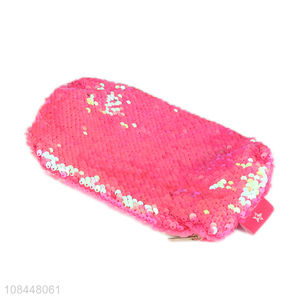 Factory wholesale pink sequins stationary bags pencil bags