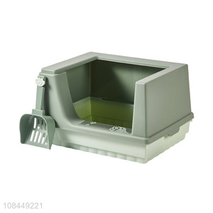 Yiwu direct sale plastic semi-closed cat litter box