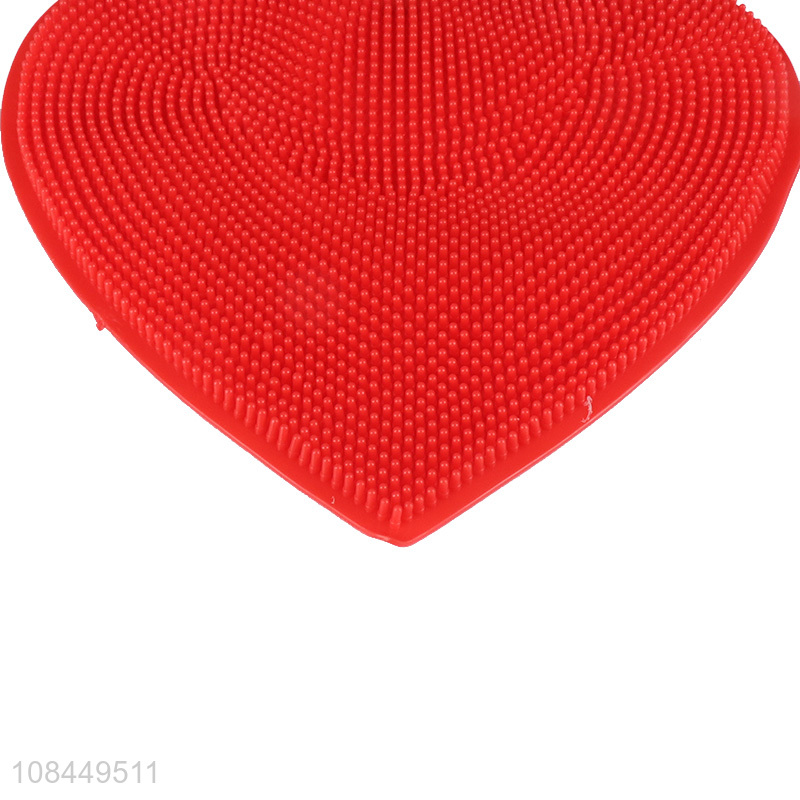 Hot selling heart shape silicone dish brush pot brush heat insulated pad