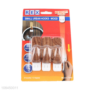 New arrival removable wood grain hooks home sticky hooks