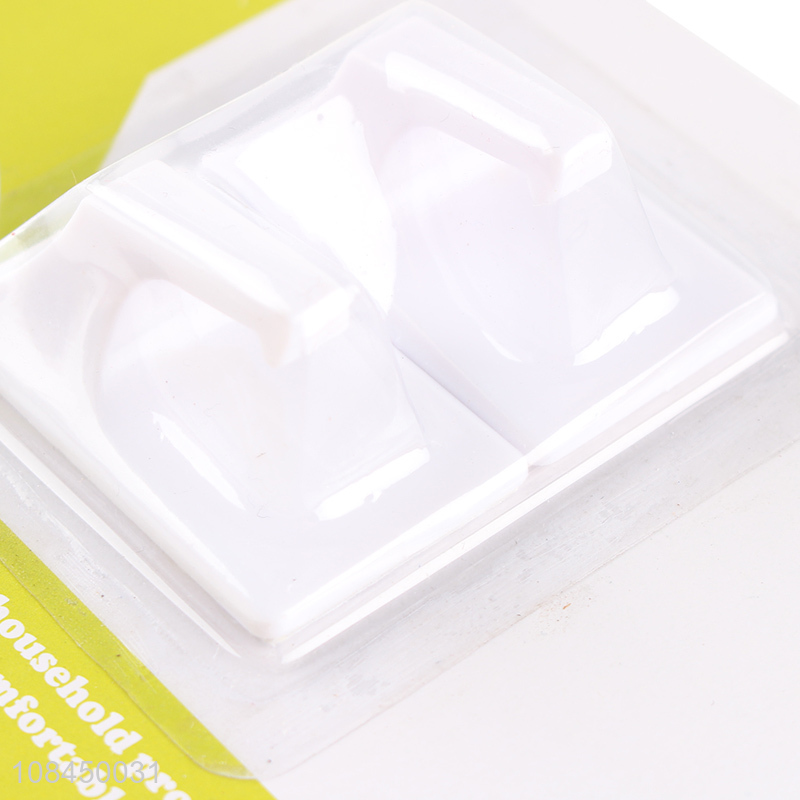 Hot sale white mug hooks 2pcs plastic sticky hooks