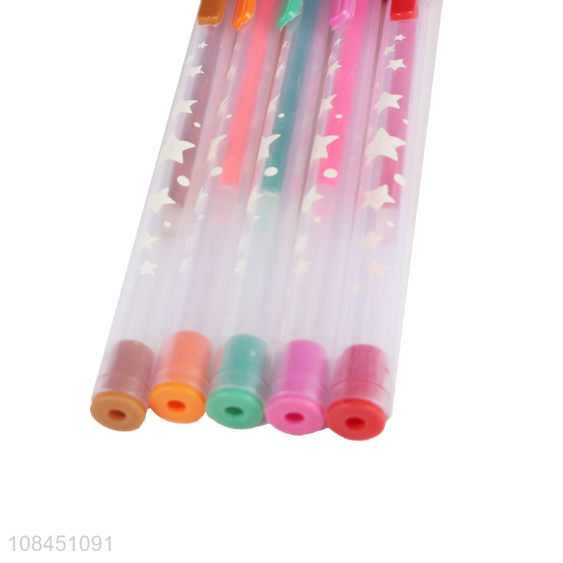 Hot sale school stationery 6pcs colored gel pens for drawing and coloring